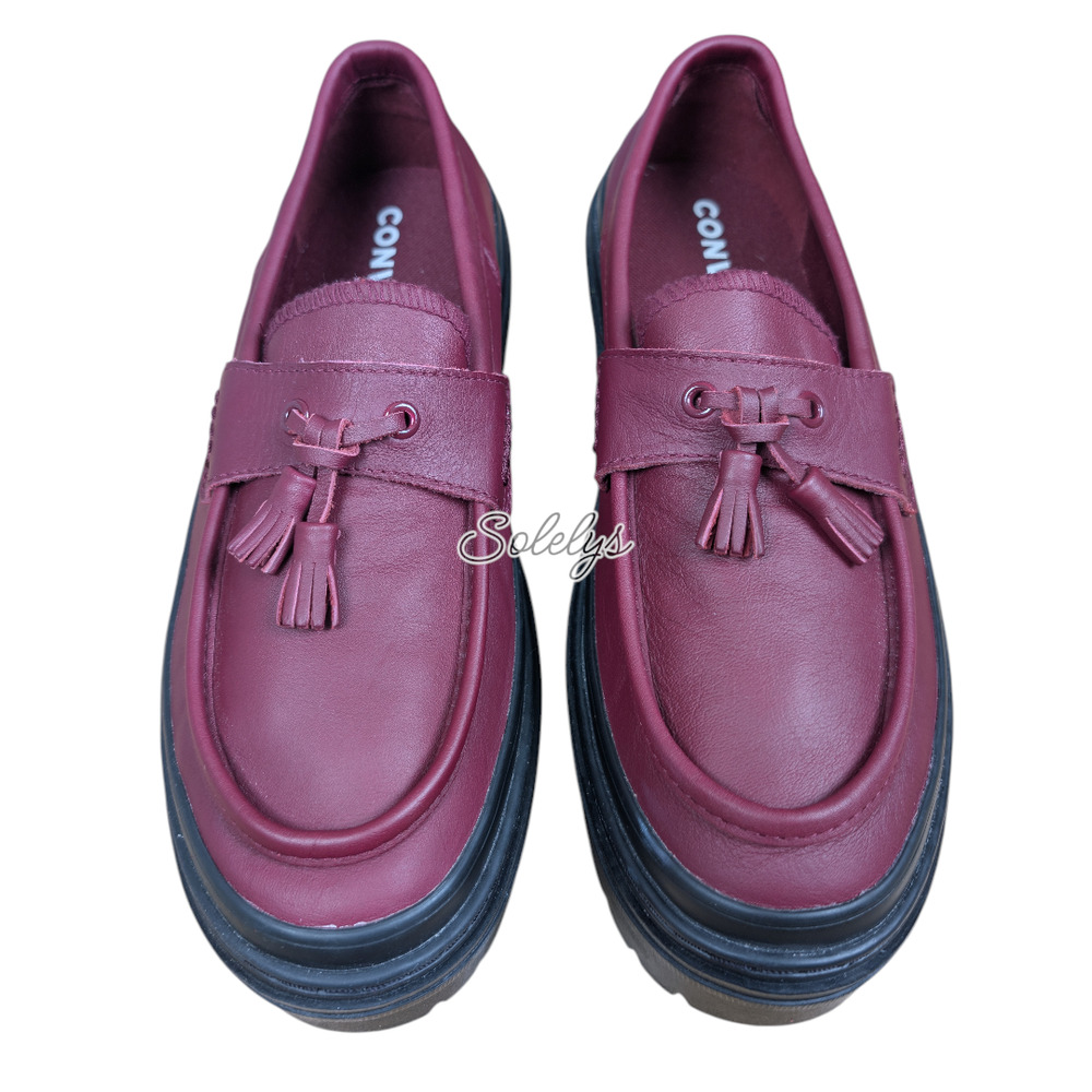 Converse All Star Lugged Heel Leather Loafer Deep Bordeaux Burgundy Red Womens 9 - Picture 2 of 9